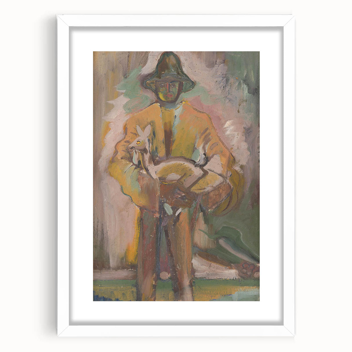 Man Carrying a Deer - Vibrant Expressionist Artwork by Weisz-Kubínčan