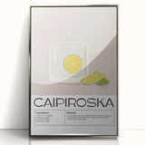 Art Deco poster of food and drinks in muted silver and gray tones, framed acrylic, ideal for modern kitchen decor.