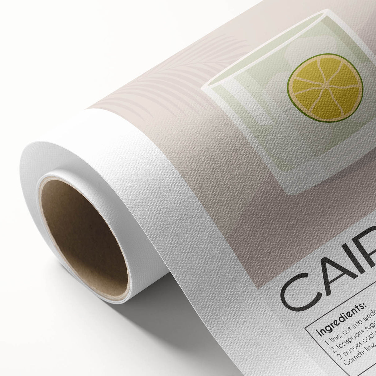Art deco poster featuring a stylized food and drink motif in pastel shades, printed on rolled canvas.
