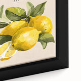 Extra large black wall art featuring colorful, textured fruits on a framed canvas, ideal for living room decor.