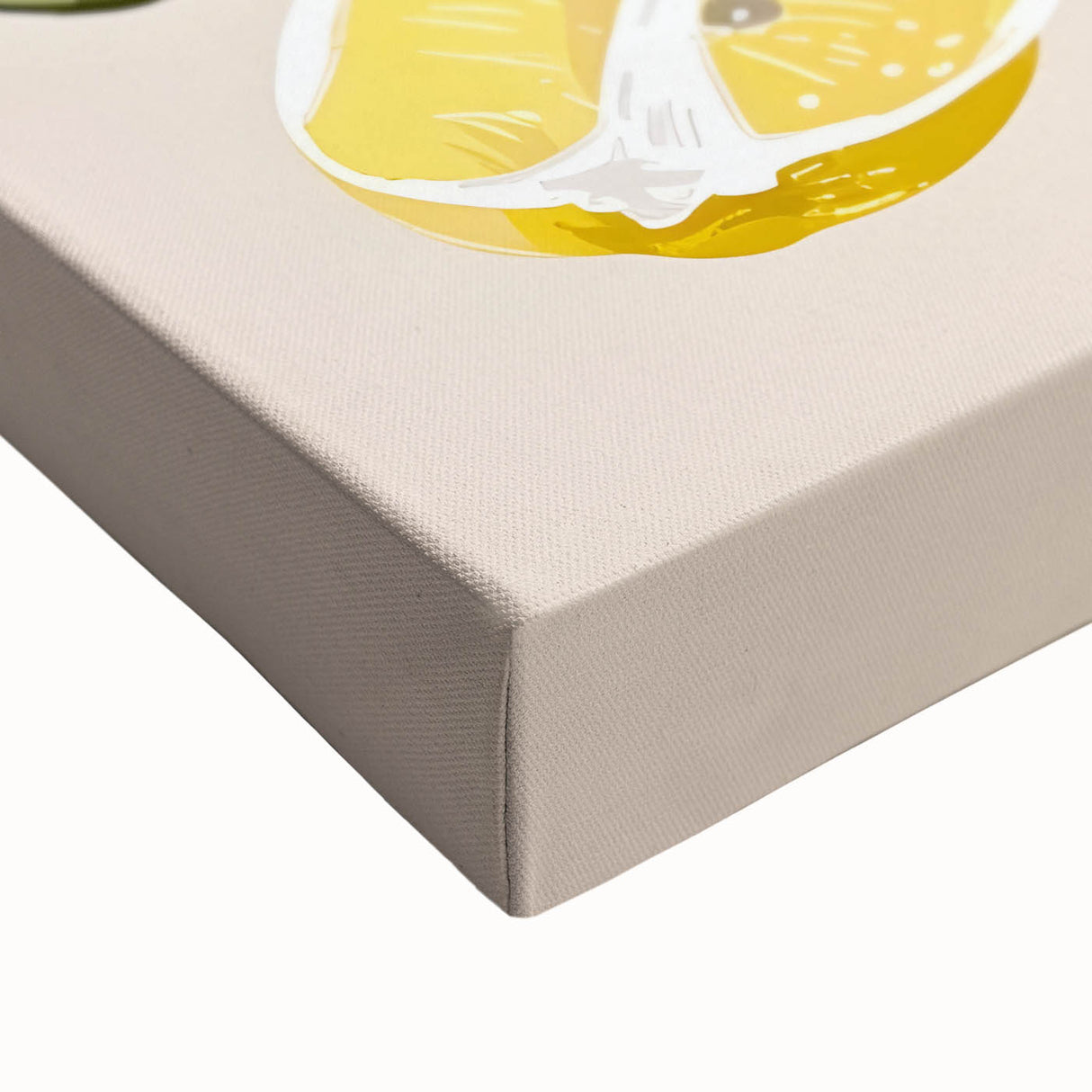 Large art featuring a black and white landscape painting of fruits on a stretched canvas, suitable for bedroom decor.