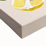 Large art featuring a black and white landscape painting of fruits on a stretched canvas, suitable for bedroom decor.