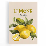 Black and white image of assorted fruits on stretched canvas, suitable for kitchen wall art.