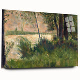 Grassy Riverbank by Seurat: Peaceful Impressionist Landscape Wall Art