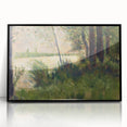 Grassy Riverbank by Seurat: Peaceful Impressionist Landscape Wall Art