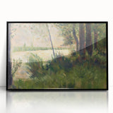 Grassy Riverbank by Seurat: Peaceful Impressionist Landscape Wall Art