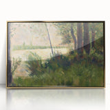 Grassy Riverbank by Seurat: Peaceful Impressionist Landscape Wall Art