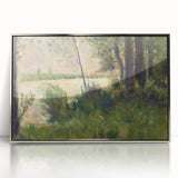 Grassy Riverbank by Seurat: Peaceful Impressionist Landscape Wall Art