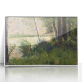 Grassy Riverbank by Seurat: Peaceful Impressionist Landscape Wall Art