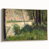 Grassy Riverbank by Seurat: Peaceful Impressionist Landscape Wall Art