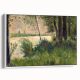Grassy Riverbank by Seurat: Peaceful Impressionist Landscape Wall Art
