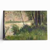 Grassy Riverbank by Seurat: Peaceful Impressionist Landscape Wall Art