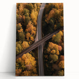 Landscape canvas print showcasing a serene bridge scene adorned with vibrant foliage and a clear blue sky, ideal for enhancing home decor with nature-inspired art.