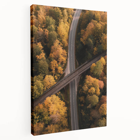 Landscape canvas print showcasing a vibrant bridge scene, with rich colors and intricate details, ideal for home decor or art enthusiasts. The artwork is beautifully stretched over a wooden frame, enhancing its aesthetic appeal for living spaces or offices.