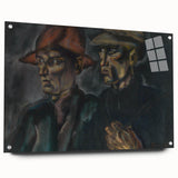 Realism Art Prints - Tramps by Konštantín Bauer Dark Expressive Portrait