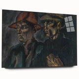 Realism Art Prints - Tramps by Konštantín Bauer Dark Expressive Portrait