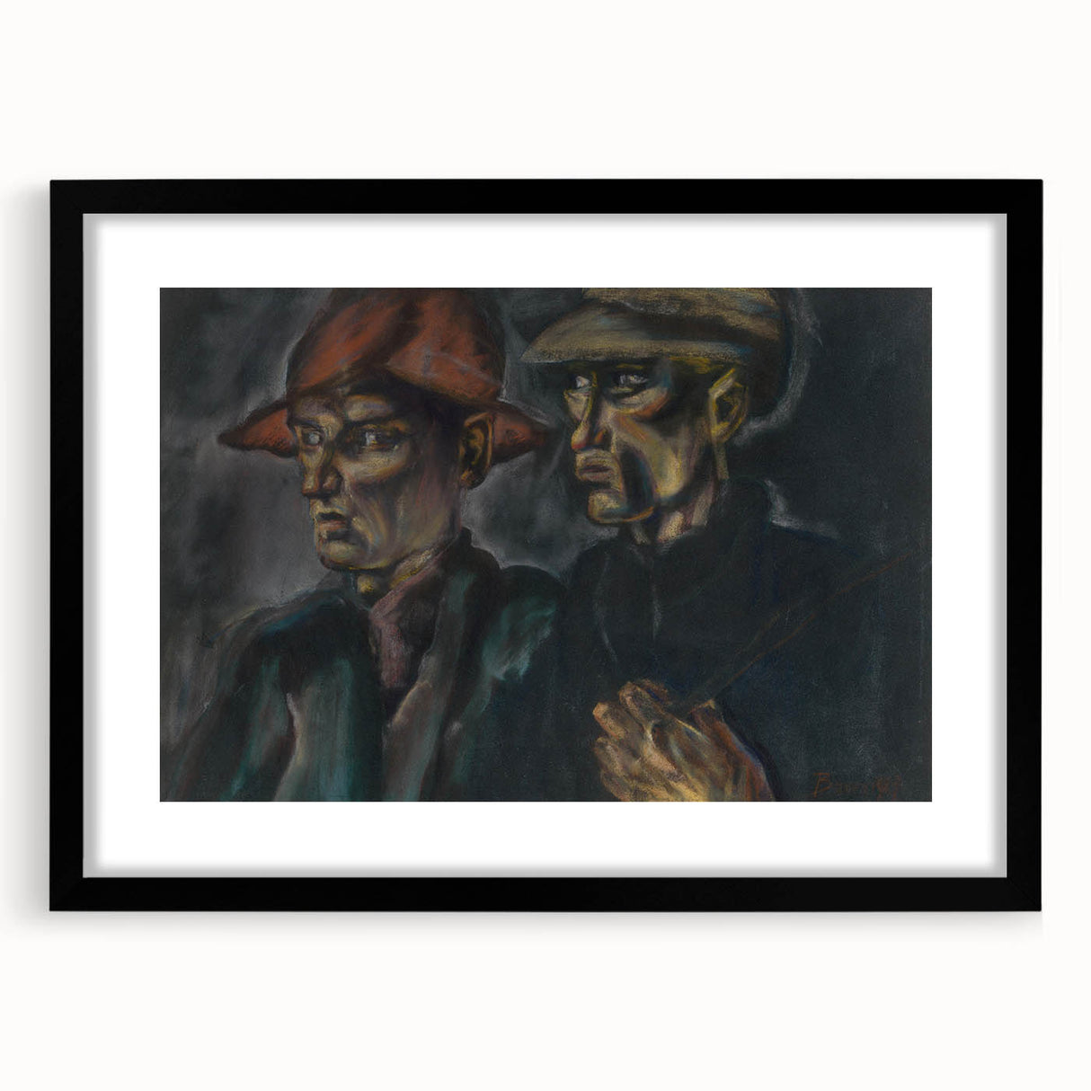 Realism Art Prints - Tramps by Konštantín Bauer Dark Expressive Portrait