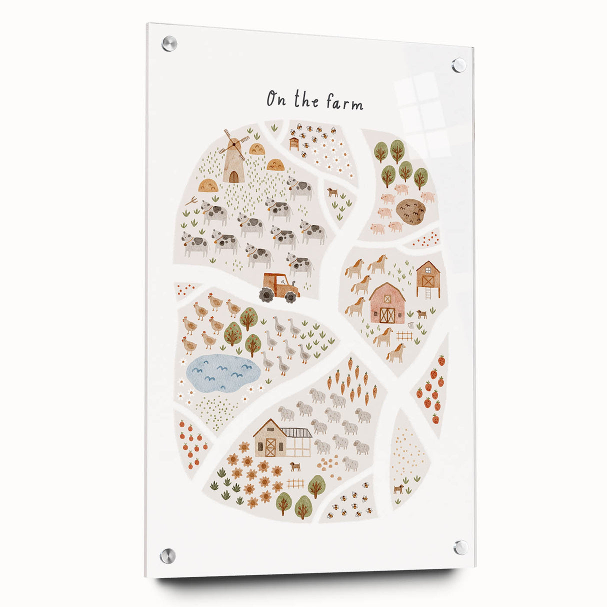 Kids Educational Wall Art - Illustrated Farm Life Learning Print