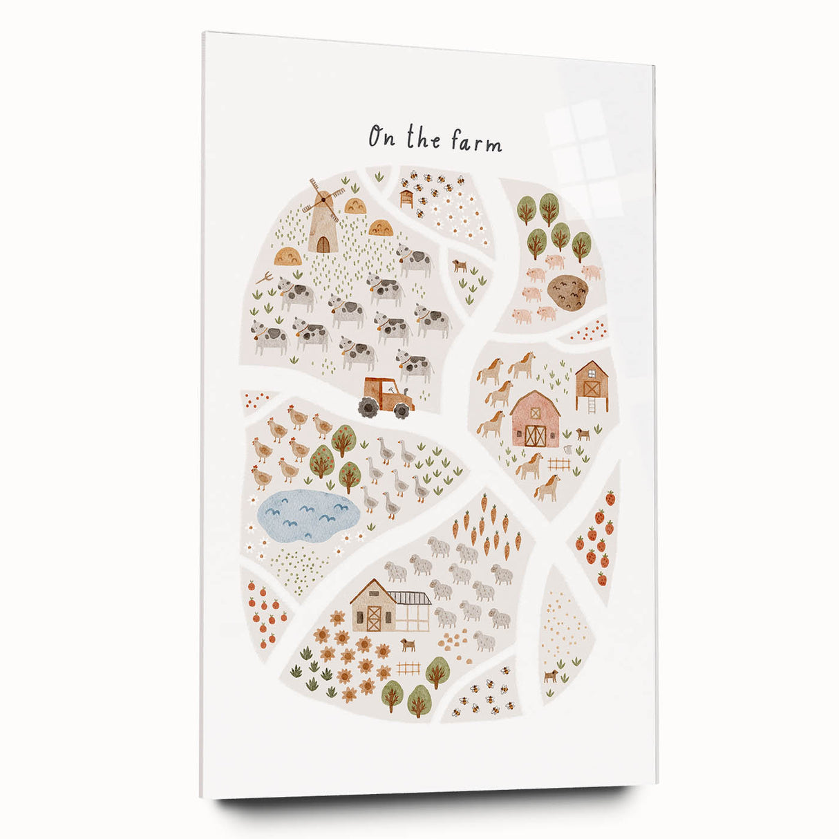 Kids Educational Wall Art - Illustrated Farm Life Learning Print