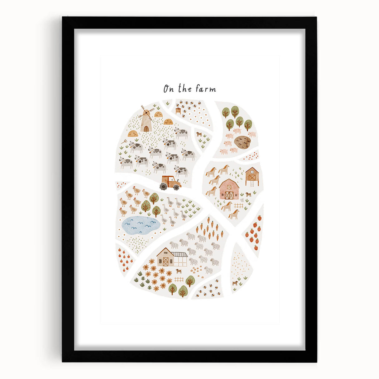 Kids Educational Wall Art - Illustrated Farm Life Learning Print