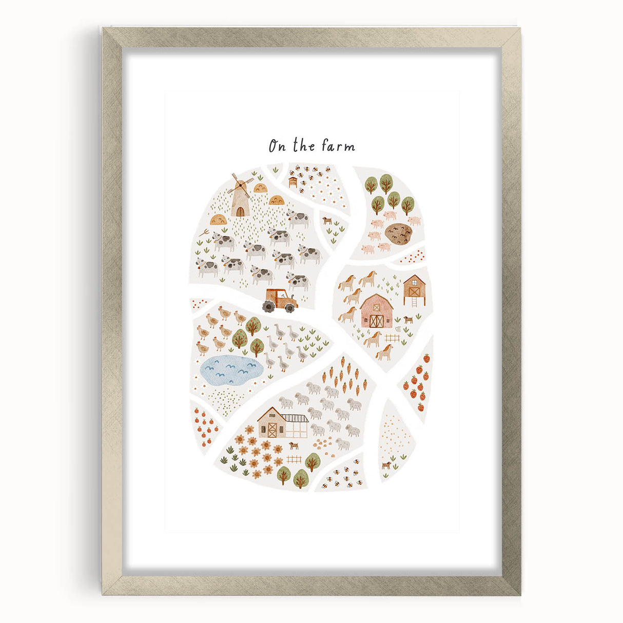 Kids Educational Wall Art - Illustrated Farm Life Learning Print