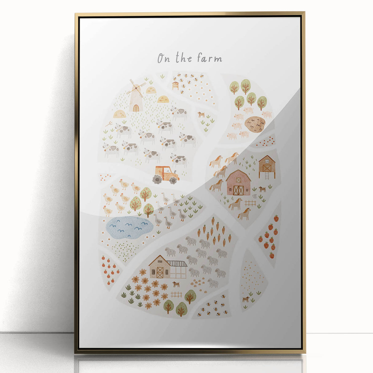 Kids Educational Wall Art - Illustrated Farm Life Learning Print