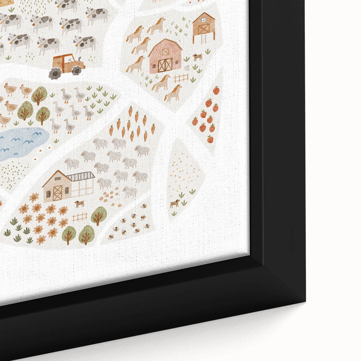 Kids Educational Wall Art - Illustrated Farm Life Learning Print