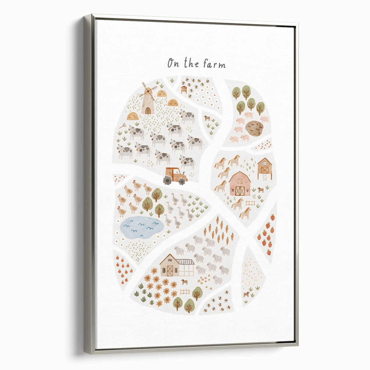 Kids Educational Wall Art - Illustrated Farm Life Learning Print