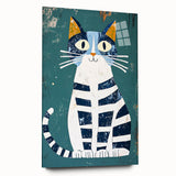 Children's Wall Decor – Quirky Blue Cat Illustration for Kids