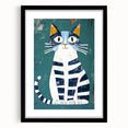 Children's Wall Decor – Quirky Blue Cat Illustration for Kids