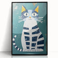 Children's Wall Decor – Quirky Blue Cat Illustration for Kids