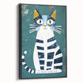 Children's Wall Decor – Quirky Blue Cat Illustration for Kids
