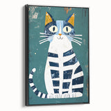 Children's Wall Decor – Quirky Blue Cat Illustration for Kids