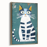 Children's Wall Decor – Quirky Blue Cat Illustration for Kids