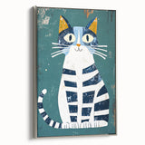 Children's Wall Decor – Quirky Blue Cat Illustration for Kids