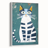 Children's Wall Decor – Quirky Blue Cat Illustration for Kids