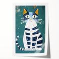 Children's Wall Decor – Quirky Blue Cat Illustration for Kids