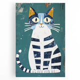 Children's Wall Decor – Quirky Blue Cat Illustration for Kids