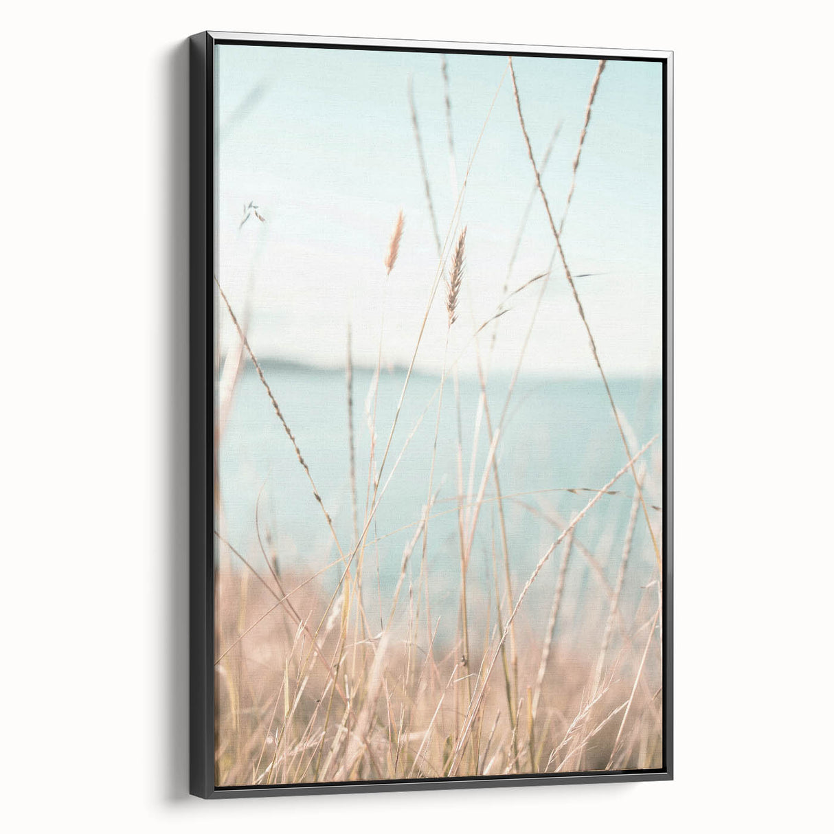 Black and white landscape art painting on framed canvas depicting a serene summer scene, suitable for bedroom decor.