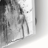 Close-up of an abstract figurative acrylic art piece on glass, showcasing vibrant colors and intricate patterns, perfect for modern home decor.