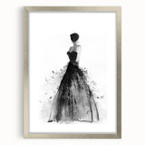 Abstract figurative art frame in silver with a mat, showcasing intricate design details and elegant front view, perfect for stylish home decor.