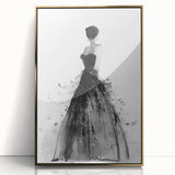 Framed abstract figurative art piece in gold acrylic, showcasing dynamic shapes and textures, perfect for modern home decor. Ideal for adding elegance and style to any room.