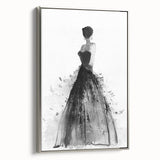 Framed abstract figurative canvas art in silver frame, showcasing modern artistic design with fluid shapes and vibrant colors, enhancing contemporary decor.