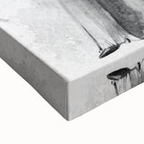 Close-up of a vibrant abstract figurative stretched canvas artwork showcasing bold colors and dynamic shapes, perfect for modern home decor.