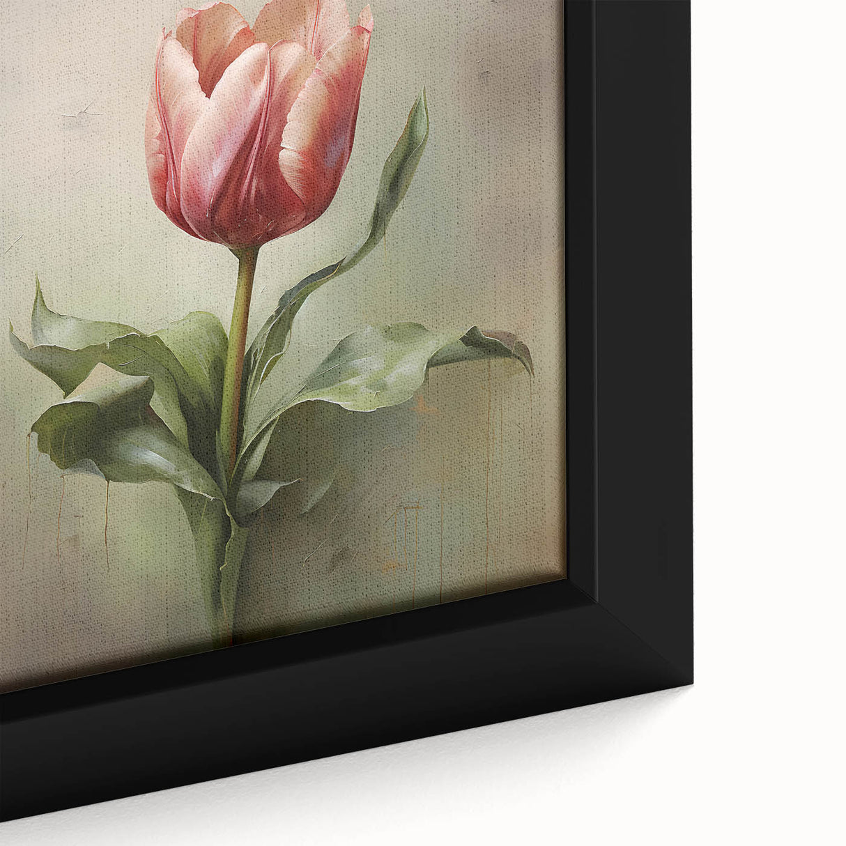 Close-up of an abstract floral wall art piece featuring vibrant colors and intricate details, elegantly framed, perfect for modern home decor.
