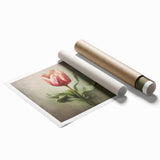 Abstract floral wall art print showcasing vibrant pink, blue, and green hues with intricate detailing, designed to add a modern touch to home decor settings. The artwork is presented in a rolled format for easy framing and display, perfect for enhancing any room's aesthetic.