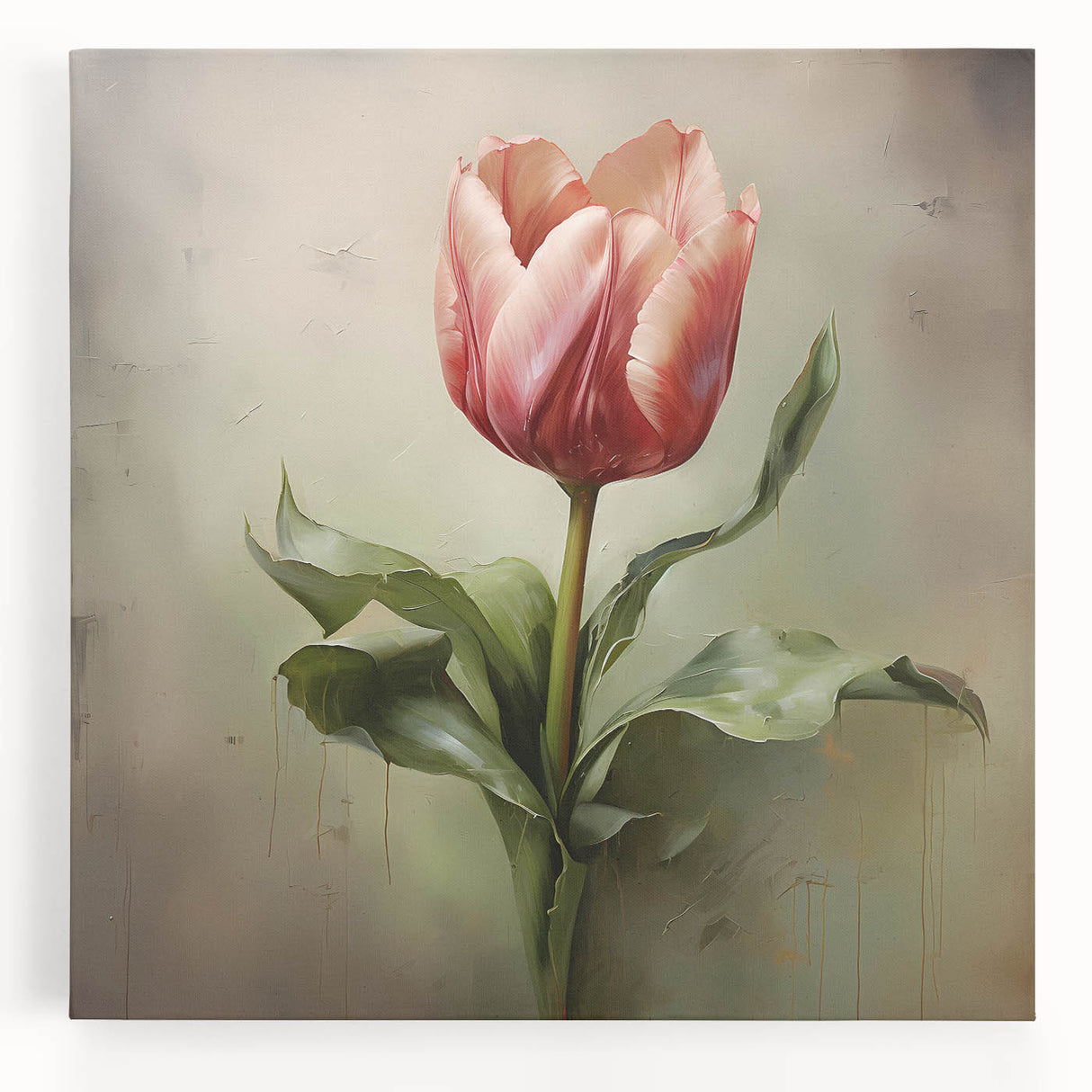 Stretched canvas wall art showcasing a vibrant abstract floral design in soft pastel colors, perfect for modern home decor, emphasizing creativity and elegance.