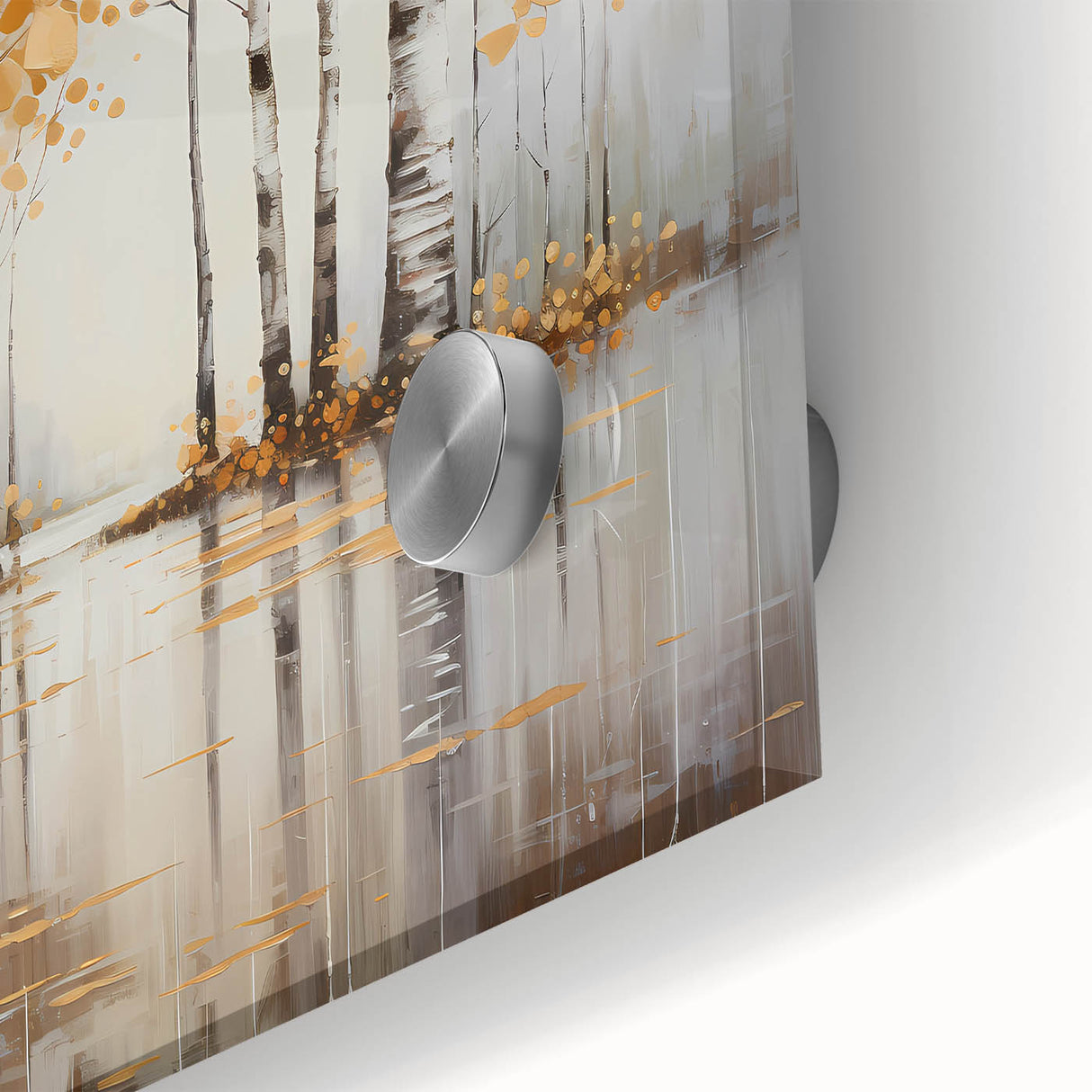 Close-up of vibrant abstract landscape wall art, featuring rich colors and fluid patterns, designed for acrylic glass display, enhancing modern decor.