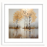 Abstract landscape wall art in a white frame with a mat, showcasing soft blue and green hues, perfect for modern home decor. Ideal for living rooms and offices.