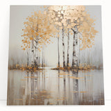 Abstract landscape wall art on stretched canvas, showcasing vibrant colors and dynamic shapes, ideal for modern home decor. Leaning against a neutral wall, this artwork adds an artistic touch to any space, creating a soothing and inviting atmosphere.